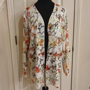 Y2K vintage white floral lace cardigan with butterflies size XL